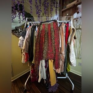 Free People Red and Tan Floral Harem Pants